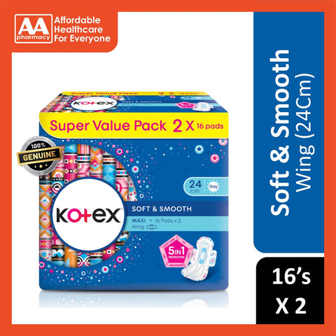 Kotex Soft N Smooth Maxi Wing 24cm (16'sx2)