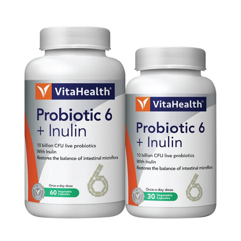 Vitahealth Probiotic 6 + Inulin Vegecap 60's+30's