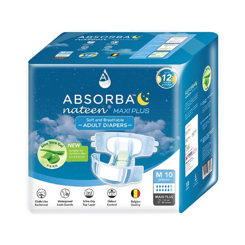 Absorba Nateen Maxi Plus Adult Diapers M Size 10's