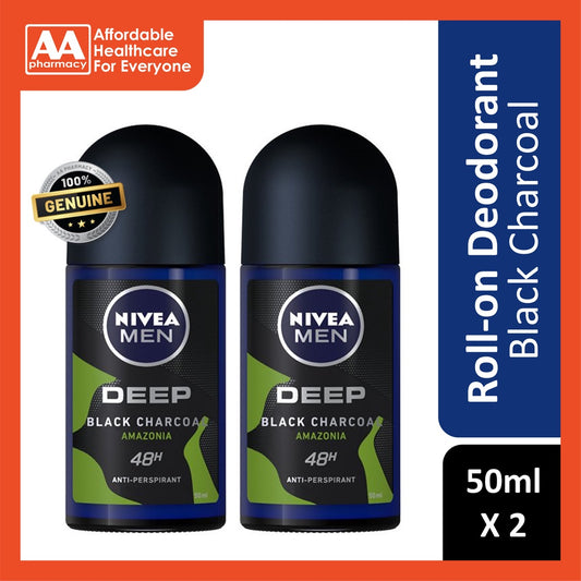 Nivea Deodorant Male Deep Amazonia Roll On 50mL Twin Pack