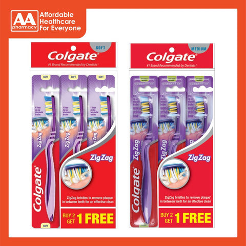 Colgate Toothbrushes Zig Zag Buy 2 Free 1 (Soft/Medium)