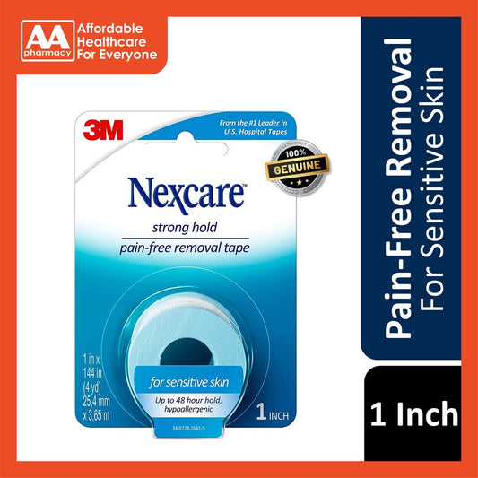 3M Nexcare Sensitive Skin Tape [Pain Free Removal] (1 Inch X 3.65Metre) 1’s
