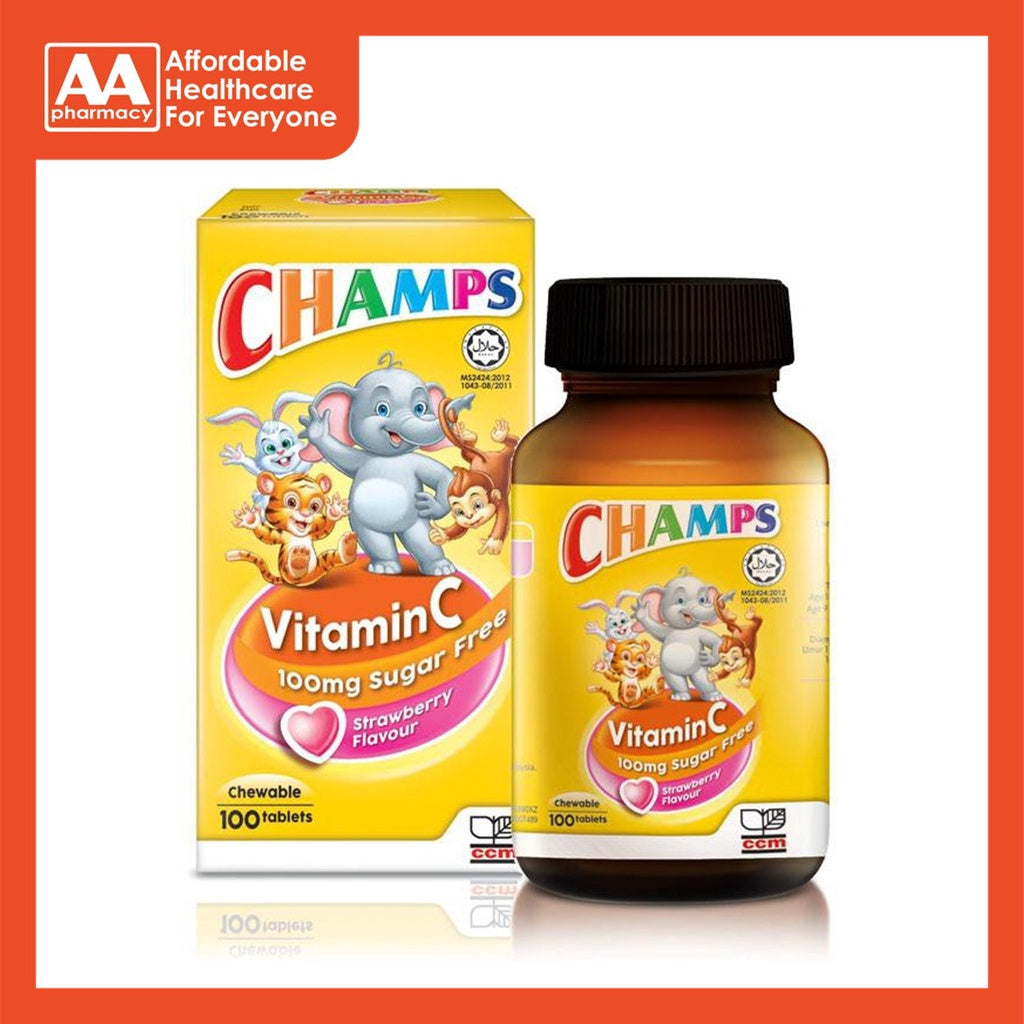 Champs Vit C 100mg [Strawberry] Tablet (100's) – AA Pharmacy