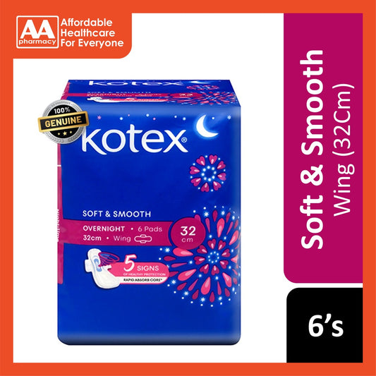 Kotex Soft N Smooth Overnight Wing 32cm (6's)