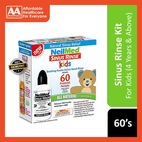 Neilmed's Sinus Rinse, Pediatric, Complete Saline Nasal Rinse Kit 60  Premixed Packets