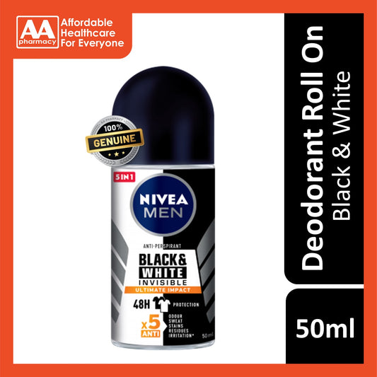Nivea Deodorant Male Black & White Ultimate Impact Roll On 50ml