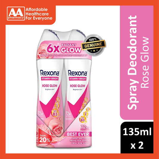 Rexona Women Spray 135ml X 2 - Rose Glow