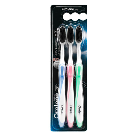 Oralene Soft Charcoal Bristle Toothbrush 3's